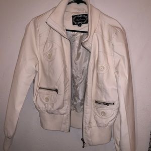 White leather bombed jacket